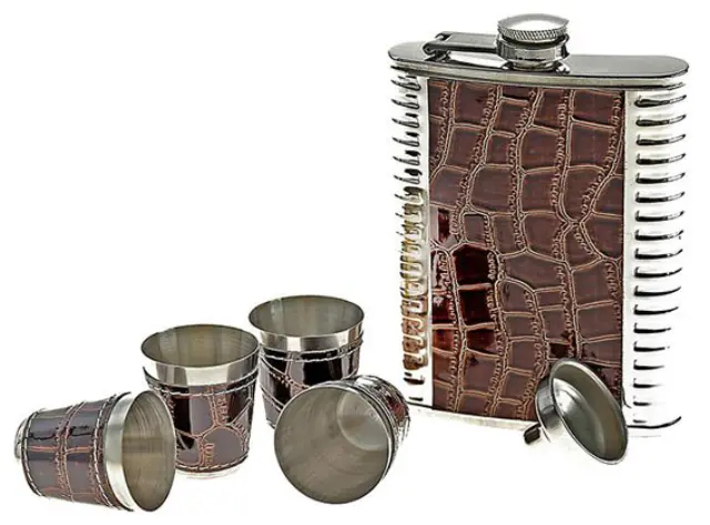 Hip Flask Set Φλασκί Ποτού με 4 Σφηνοπότηρα Chrome Croc (F018) - 240ml 2