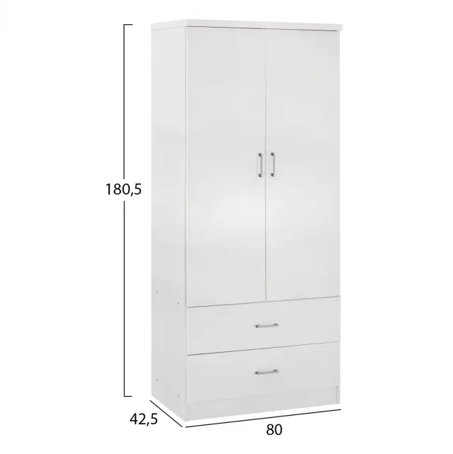 ΝΤΟΥΛΑΠΑ 2ΦΥΛΛΗ ME 2 ΣΥΡΤΑΡΙΑ FB9338.05 ΛΕΥΚΗ 80Χ42,5Χ180,5Υ εκ. 2