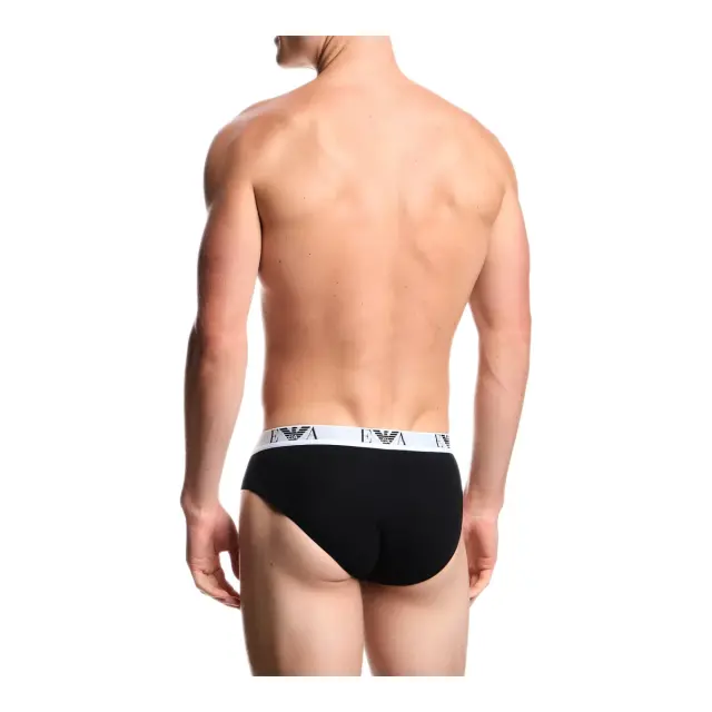 Emporio Armani Ανδρικό Slip Bold Eagle Logo Waistband - Τριπλό Πακέτο, Χρώμα Μαύρο-Μαύρο-Μαύρο 3