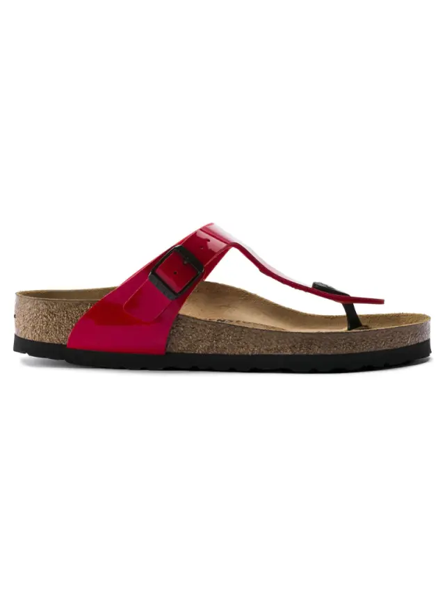 Birkenstock Σαγιονάρες Γυναικείο Birko-Flor Patent(Ανθεκτικό Υλικό Της Birkenstock-Επιτρέπει Την Επαφή Με Το Νερό) Κόκκινο BIR/GIZEH LACK 1014310 CHERRY - 38 3