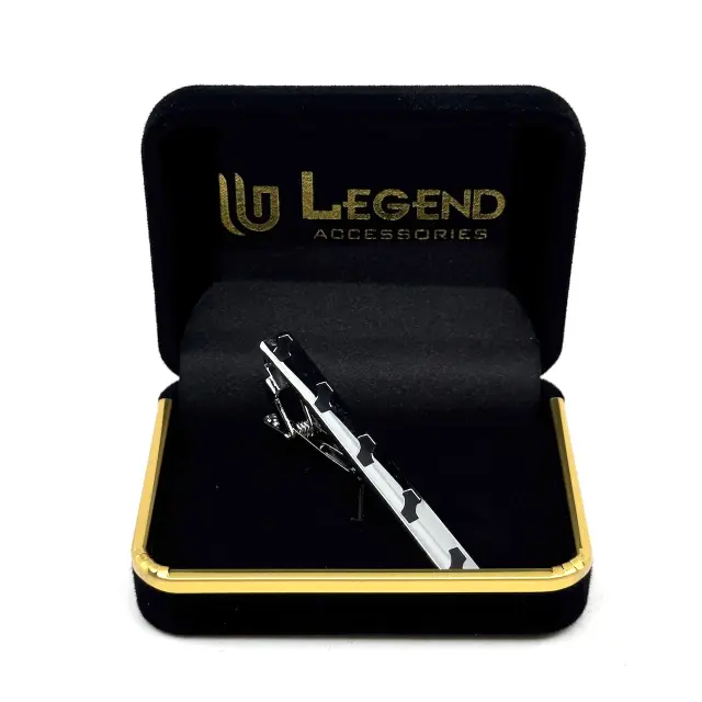 Ασημί Μαύρο Κλιπ Γραβάτας 6 cm με Σμάλτο – LGD-TC-121/6CM 3