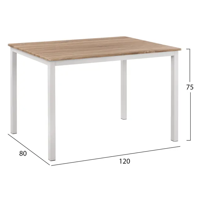 ΤΡΑΠΕΖΙ ΤΡΑΠΕΖΑΡΙΑΣ FB99532.02 MDF SONAMA-ΛΕΥΚΟ ΜΕΤΑΛΛΟ 120X80Χ75Yεκ. 2