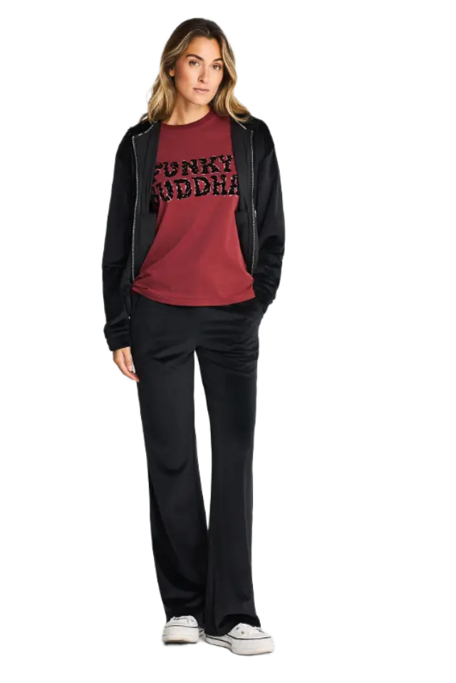 FunkyBuddha γυναικείο βελουτέ flare fit παντελόνι φόρμας FBL014-100-02-1