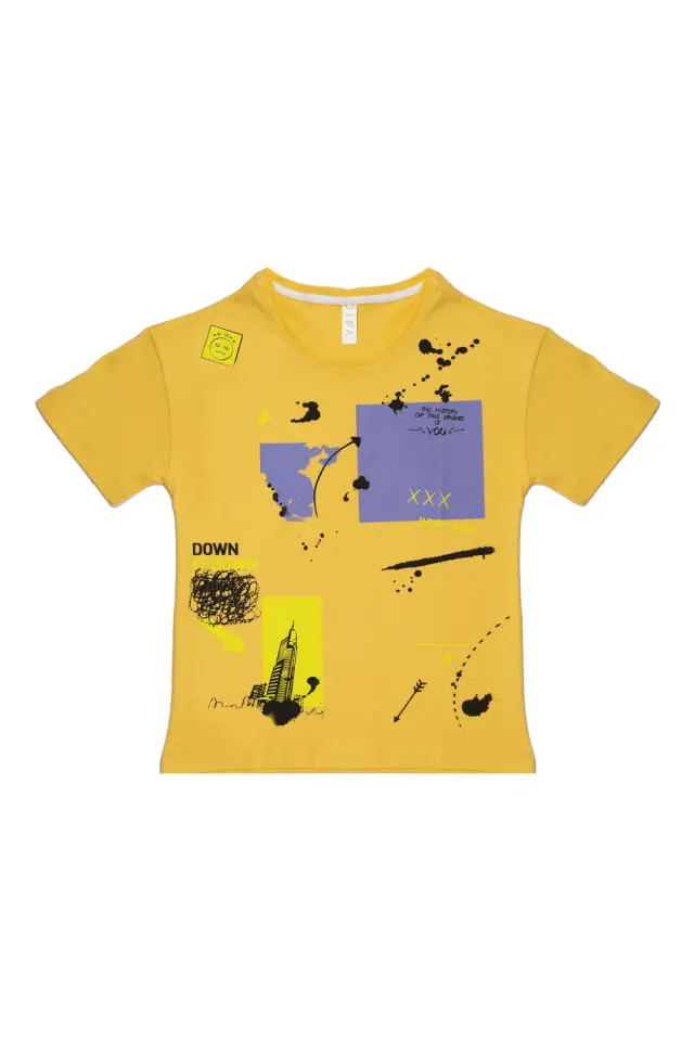 T-Shirt Kid Down it Down Κίτρινο