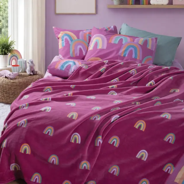 Κουβέρτα Παιδική Fleece Rainbow Mood 160x220 Nef Nef Homeware, 100% ΠΟΛΥΕΣΤΕΡΑΣ - FUCHSIA (040957)