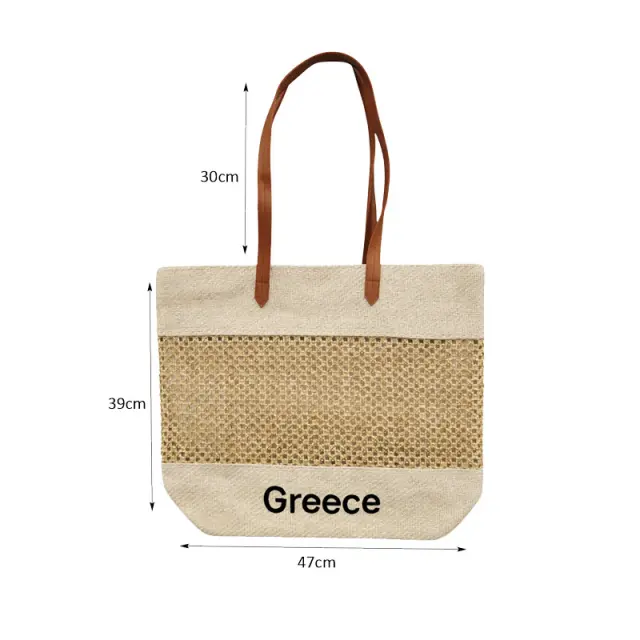 Ψάθινη Τσάντα Θαλάσσης Greece - Straw Beach Tote Bag 0325003 2