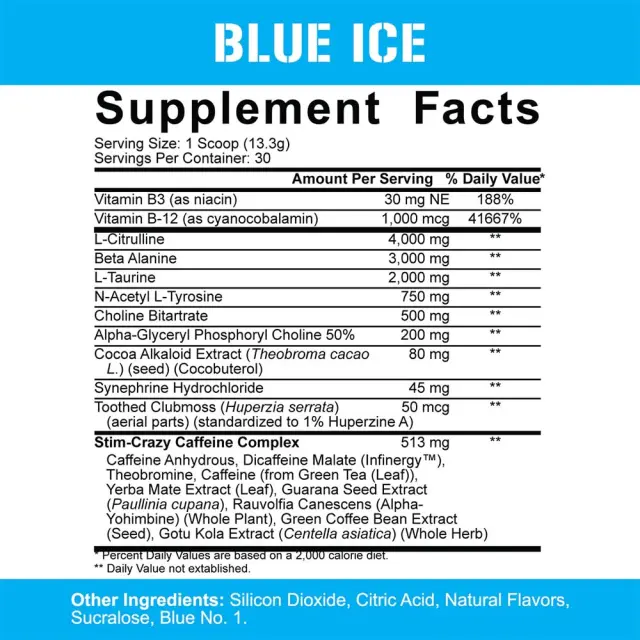 5% Nutrition 5150 High Stimulant Pre-workout: Legendary Series Blue Ice, 399 g 2