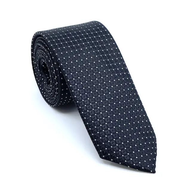 Γραβάτα Microfiber σε Μαύρο Μοτίβο Σετ με Μαντηλάκι