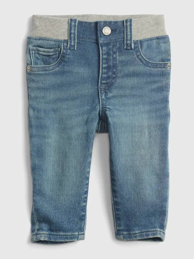 Μπλε Βρεφικό Organic Knit-Denim Slim Jean Παντελόνι light wash