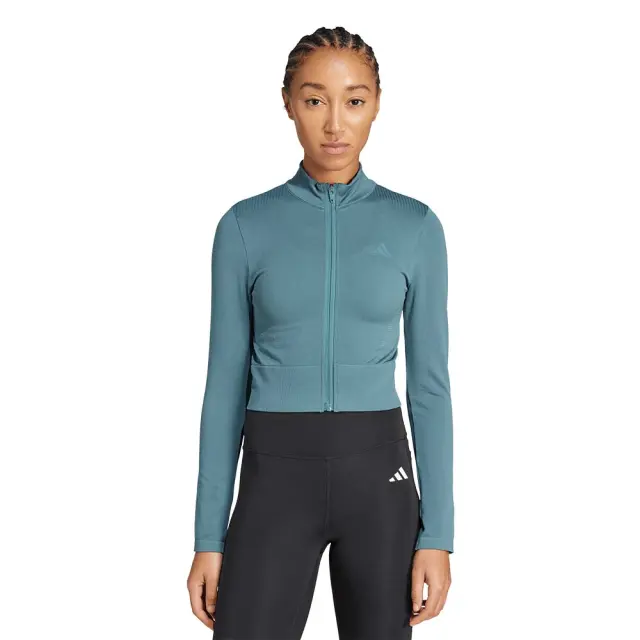 adidas Performance Women's Workout Essentials Knit Jacket Πετρόλ JX3915 (adidas Performance) - XSmall