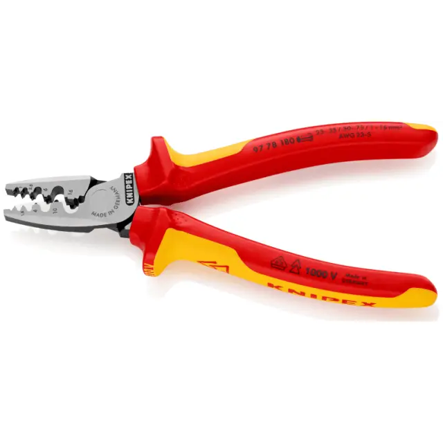 Knipex 9778180- Πένσα ακροδεκτών με μόνωση και 9 θέσεις πτυχώματος No180mm 3