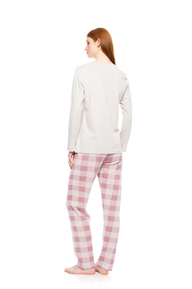 W1790 - Off White - PYJAMAS JACQUARD ROSE PLAID 3