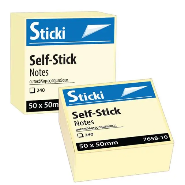 Αυτοκόλλητος Κύβος Sticki 50x50mm Κίτρινος 240φ 7658-10