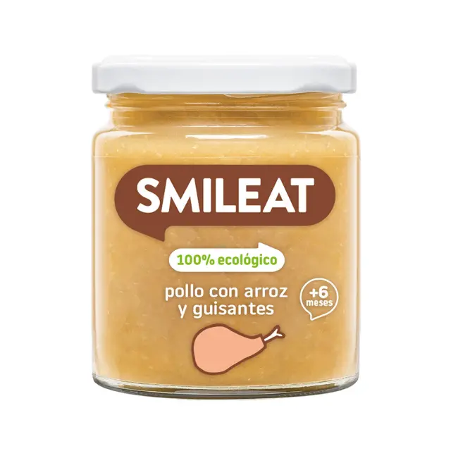 Smileat, Έτοιμο Γεύμα σε βαζάκι, Βιολογικής Προέλευσης, με έξτρα Παρθένο Ελαιόλαδο, Κοτόπουλο με Ρύζι, Χωρίς Γλουτένη, 230gr