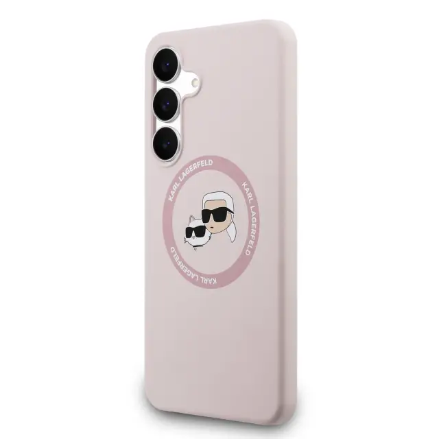 Karl Lagerfeld Liquid Silicone K&CH Heads MagSafe Case for Samsung Galaxy S25 FE Pink 2
