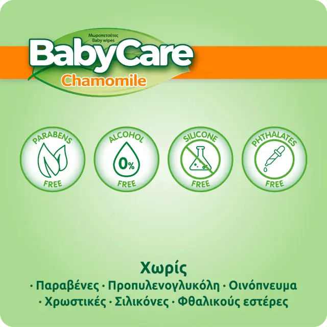 BABYCARE Baby Wipes Chamomile Pure Water Μωρομάντηλα με Εκχύλισμα Χαμομηλιού 16 συσκευασίες x 72τεμ 3