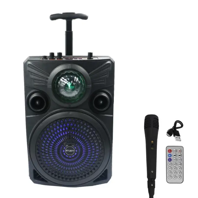 Φορητό Ασύρματο Ηχείο 8″ Bluetooth FM, USB, TF, AUX 20W TWS με Λαβή Μεταφοράς BT-2077 Μαύρο