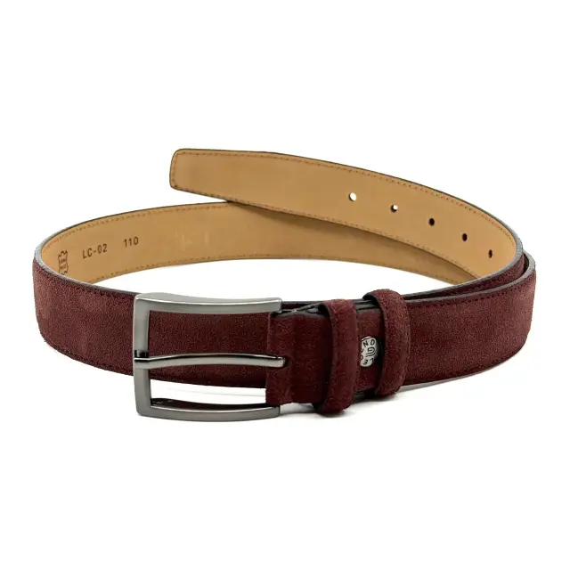 Μπορντό Δερμάτινη Ζώνη Nubuck Suede 3,5 cm