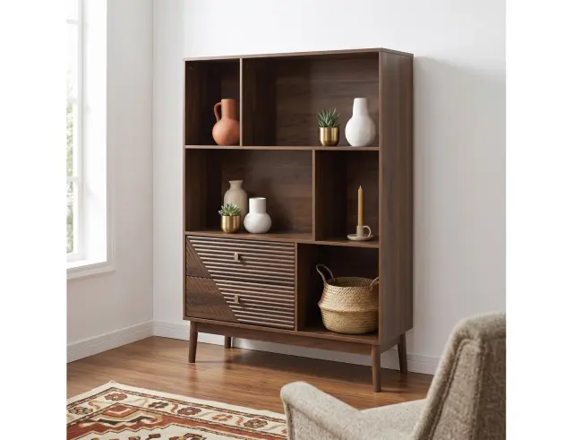 Βιβλιοθήκη Tiffany Home Deco Factory με 5 ράφια και διαστάσεις 100x35x140cm - Aπόχρωση Καφέ HD0564