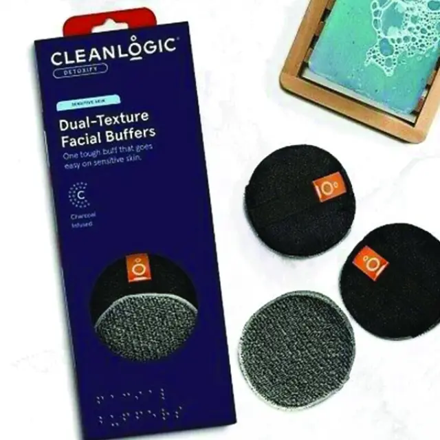 Cleanlogic detoxify Dual-texture Facial Buffers Sensitive Skin Set Of 3 Buffers