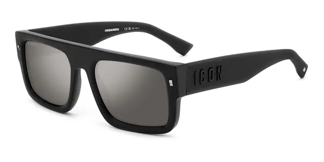 Dsquared2 Icon Ανδρικά Γυαλιά Ηλίου με Μαύρο Κοκκάλινο Σκελετό και Γκρι Καθρέφτη Φακό ICON 0008/S 003/T4