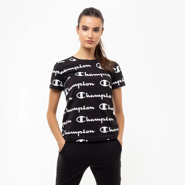 Champion Womens Regular Fit '20 Allover Logo T-Shirt Μαύρο 112603-KL001 (Champion) - XSmall