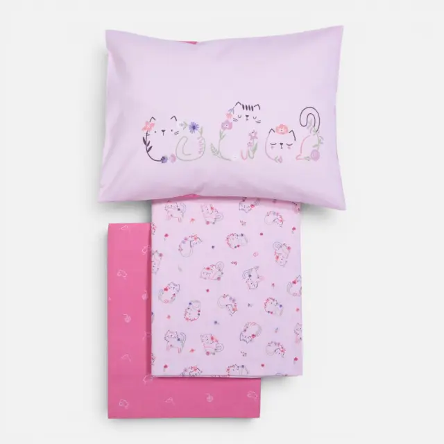 Σετ Σεντόνια Κούνιας Βρεφικά Cats Are Perfect Nef Nef Homeware, 100% ΒΑΜΒΑΚΙ - PINK (040800)