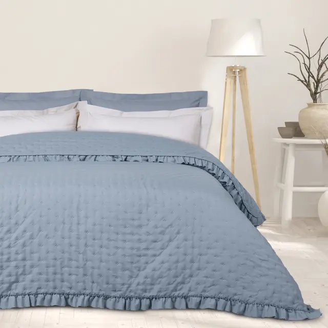 Κουβερλί 220x240 Υπέρδιπλο Happy Das Home 9657 Blue 100% Microfiber