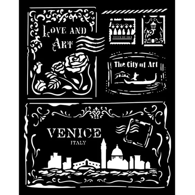 Thick Stencil Stamperia 20x25cm, Venice City of Art, Postcards