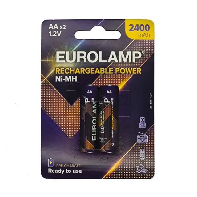 ΕΠΑΝΑΦΟΡΤΙΖΟΜΕΝΗ ΜΠΑΤΑΡΙΑ Ni-MH AA (HR6) 2400mAh 2τμχ 1.2V (147-24210) EUROLAMP