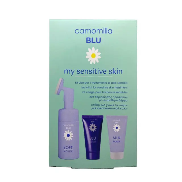 Camomilla Blu My Sensitive Skin Promo Face Kit με Soft Mousse Αφρός Καθαρισμού 100ml, Silk Mask Μάσκα Θρέψης 30ml & Blu Cream Κρέμα Επανόρθωσης 30ml, 1σετ