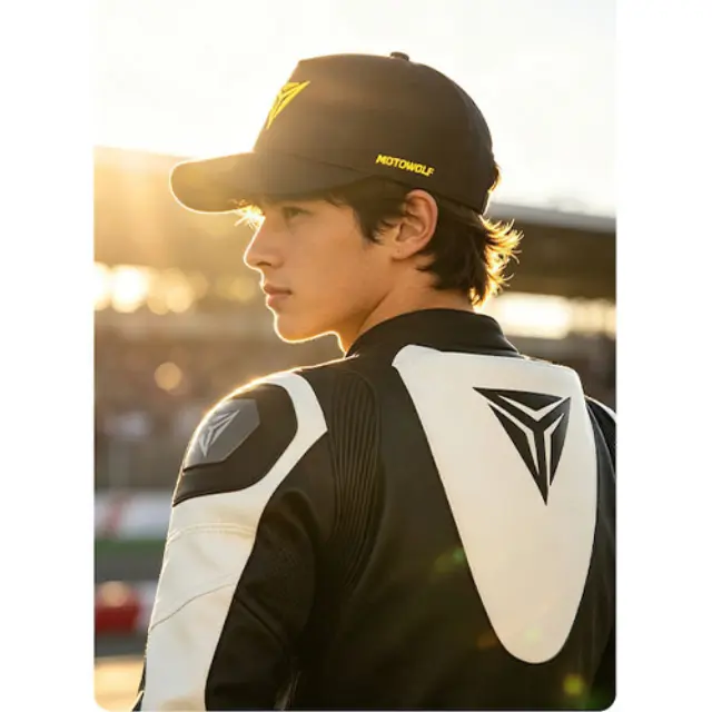 Motowolf Pc1 Καπέλο Baseball Μαύρο Κίτρινο Κεντημένο Λογότυπο Ρυθμιζόμενο Κλείσιμο 2