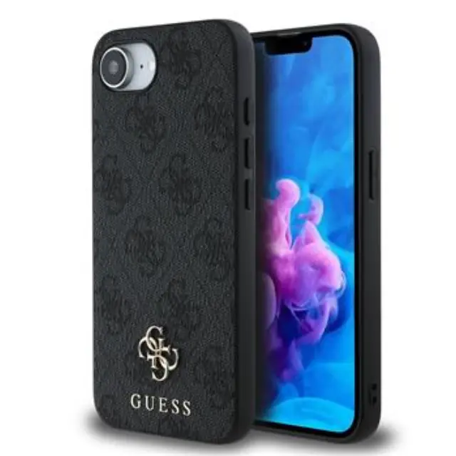 Guess PU 4G Small Metal Logo MagSafe Case for iPhone 16e/17e Grey