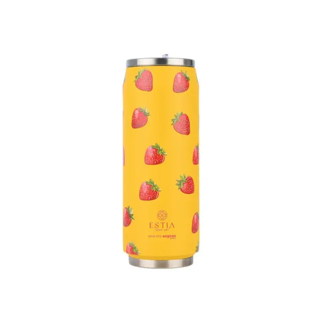 Estia® Travel Cup Save The Aegean Ποτήρι Θερμός με Καλαμάκι 500ml-Berry Bright (01-31190)