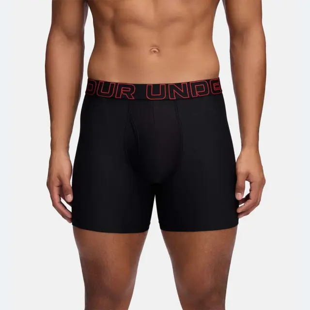 Under Armour Men's Performance Tech 6inc 3 Pack Boxer Underwear Μαύρο - Κόκκινο 1383878-005 (Under Armour) - Small 2