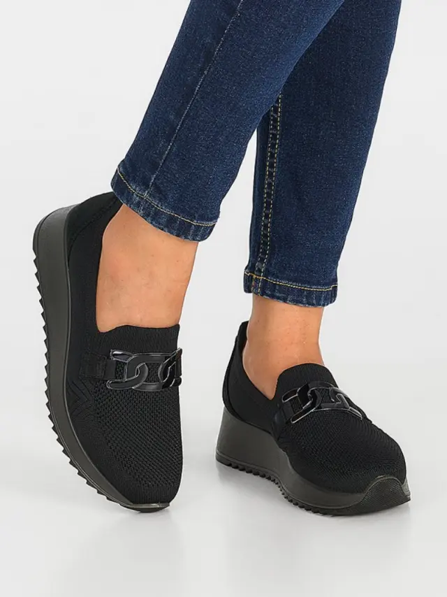 Imac Sneakers Γυναικείο δέρμα/ύφασμα Μαύρο IMA/858210 NERO 2