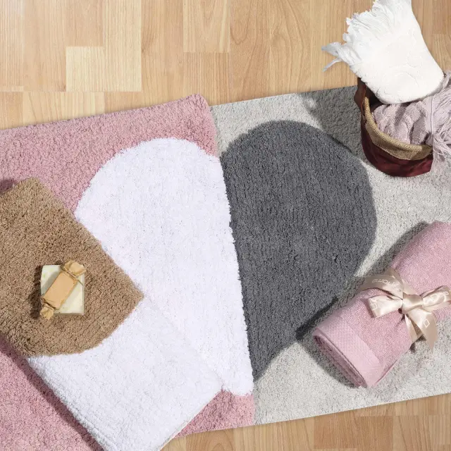 Πατάκι Μπάνιου 50Χ80 Cotton Das Home 0678 Ροζ-Λευκό 2