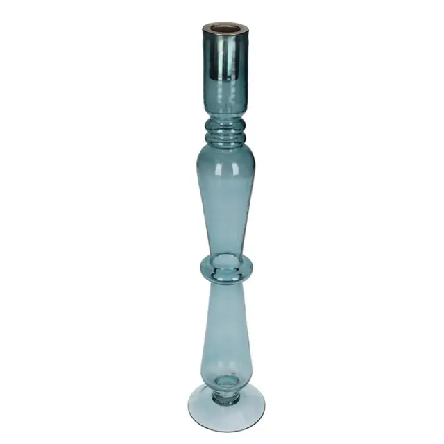 Γυάλινο κηροπήγιο μπλε 37cm Homeguru XET-9450