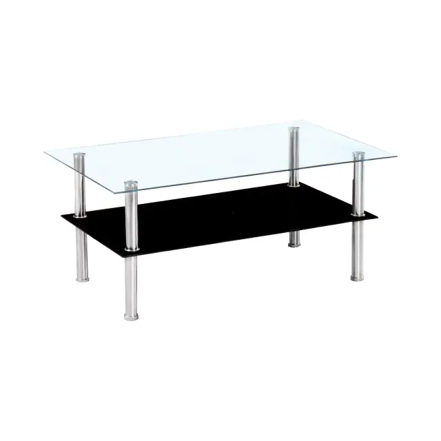Τραπεζάκι Σαλονιού DANIEL Μέταλλο/Γυαλί Silver/Clear 103x63x43cm