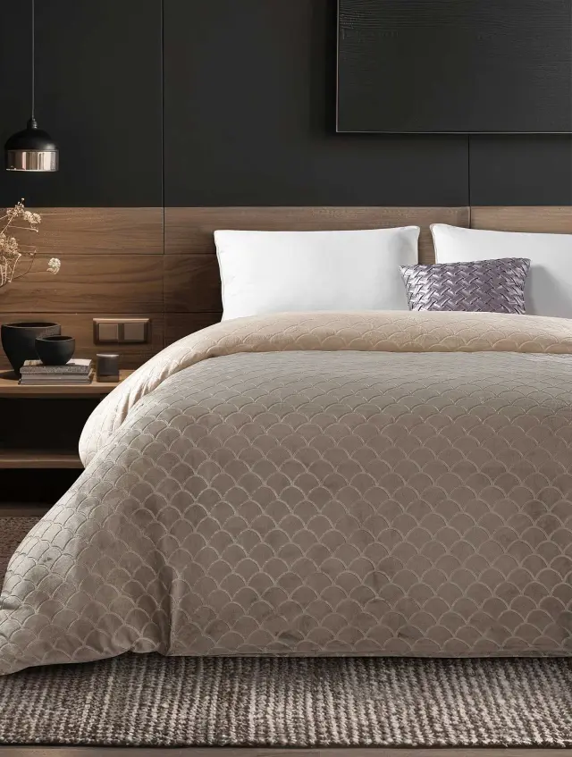 Παπλωματοθήκη NEVOLA CREAM MADI μονή: 160 x 220 εκ.