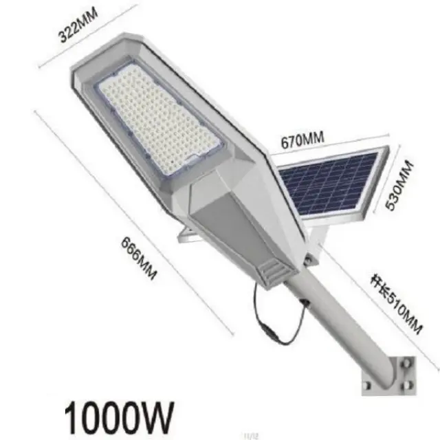 Ηλιακό Φωτιστικό Δρόμου 1000W με Τηλεχειριστήριο IP67 JT-ZJTZ-1000W