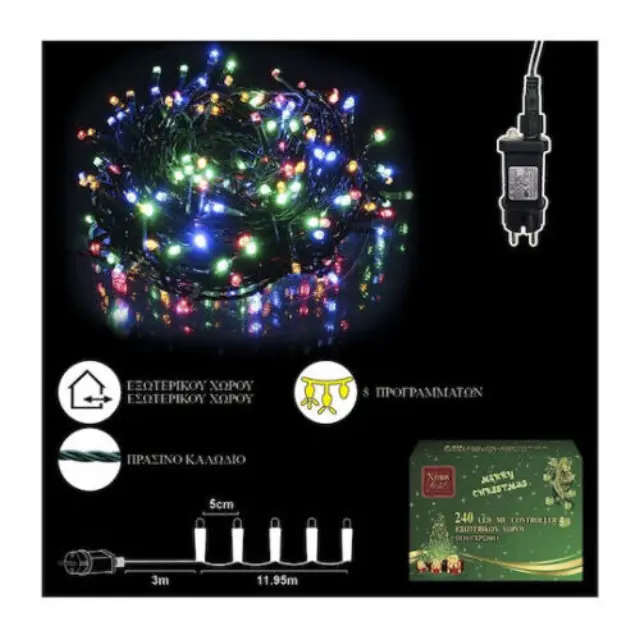 240 Λαμπάκια LED 15μ. Πολύχρωμα σε Σειρά 93-2374 3