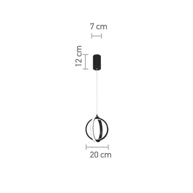 InLight Κρεμαστό φωτιστικό LED 16W 3000K σε μαύρη απόχρωση D:20cm (6057-BL) 2