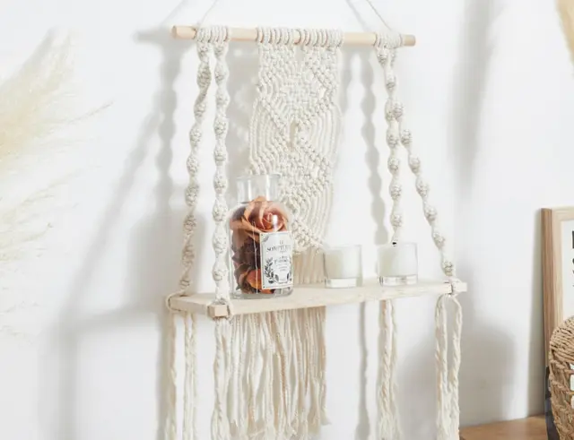 Ράφι τοίχου Μακραμέ Home Deco Factory με διαστάσεις 30x15x50cm HD0180 3
