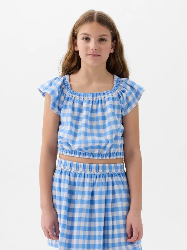 Παιδικό Cotton Flutter Τοπ blue plaid