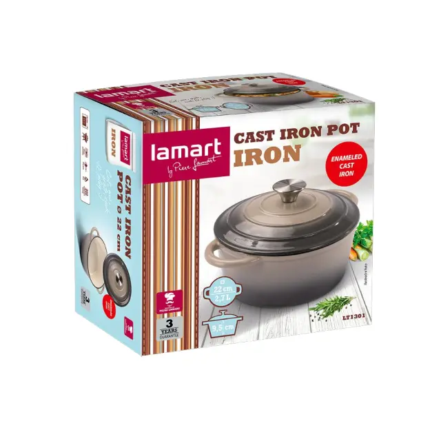 Κατσαρόλα Εμαγιέ 22x9.5cm 2.7lt Lamart IRON LT1301 2