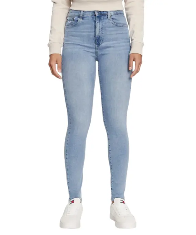 Tommy Hilfiger - Γυναικείο Ψηλόμεσο Παντελόνι Τζιν Sylvia DW0DW19268-1AB Μπλε Ανοιχτό