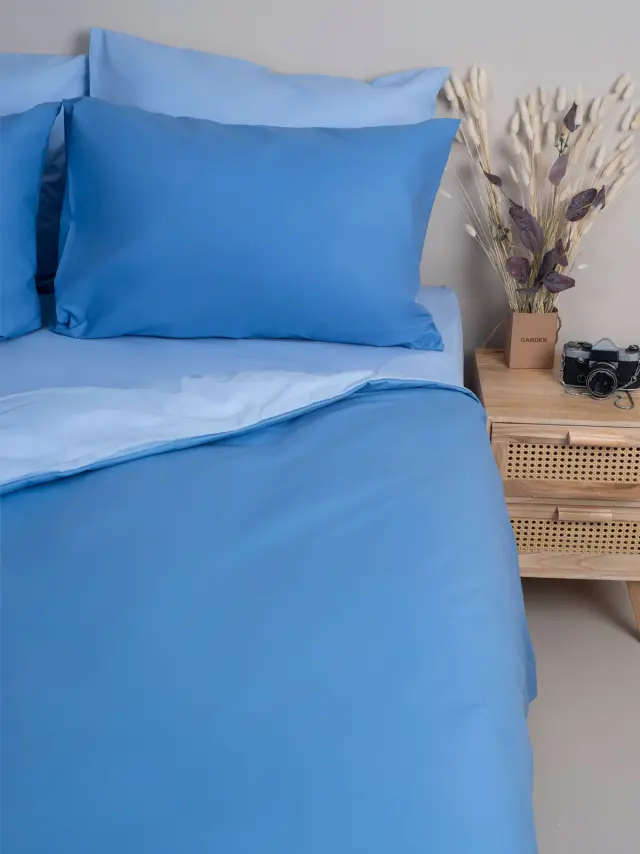 Σετ Σεντόνια Menta 202 Light Blue Διπλό με λάστιχο (150x200+30) Sunshine 2