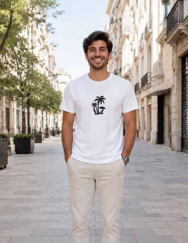 T-shirt Noshame® Λευκό με τύπωμα Beach - 3026071 - XXL
