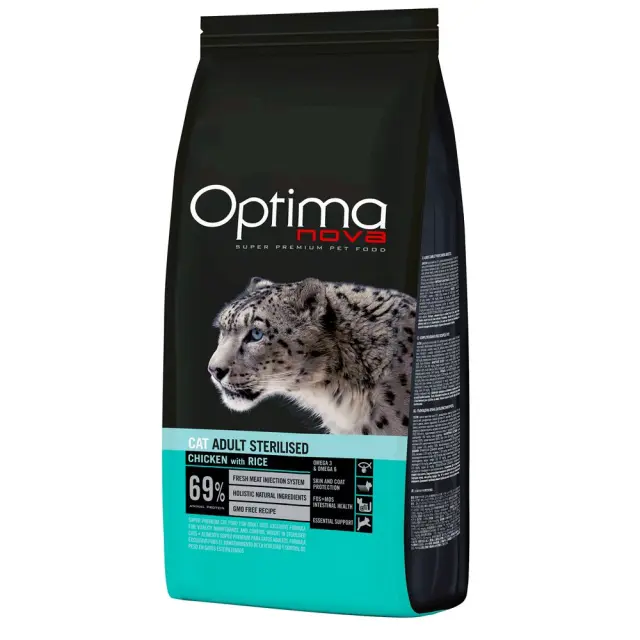 Optima Nova Adult Sterilised Ξηρά Τροφή Στειρωμένης Γάτας Κοτόπουλο & Ρύζι 6kg